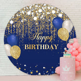 Aperturee - Navy Blue Balloons Circle Birthday Backdrop